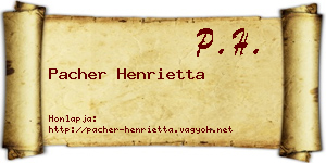 Pacher Henrietta névjegykártya